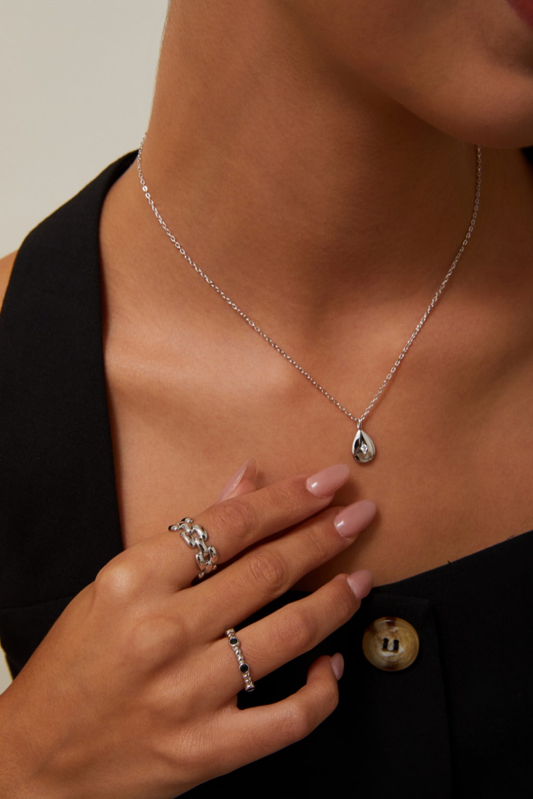 Woven Chain Open Ring - S925 Sterling Silver