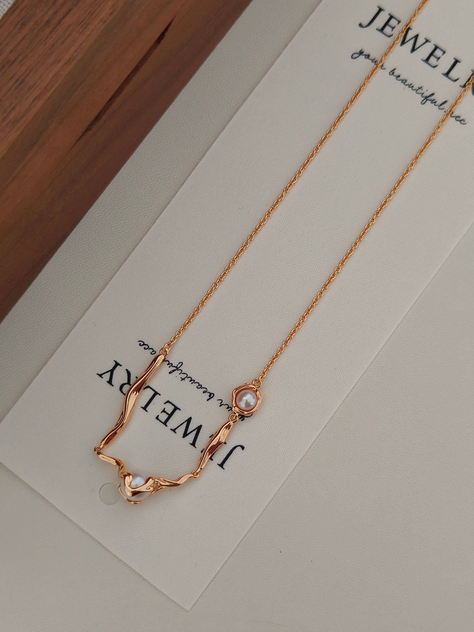 Abstract Wave Pearl Pendant Necklace - S925 Sterling Silver