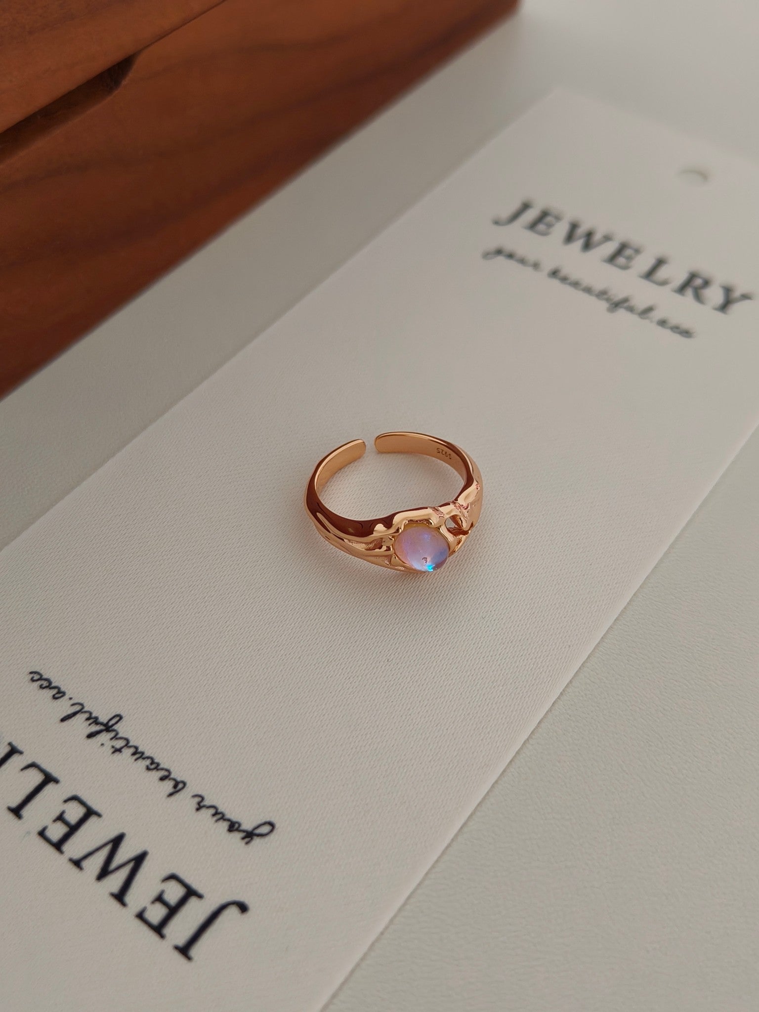 Organic Fluid Moonstone Ring - S925 Sterling Silver