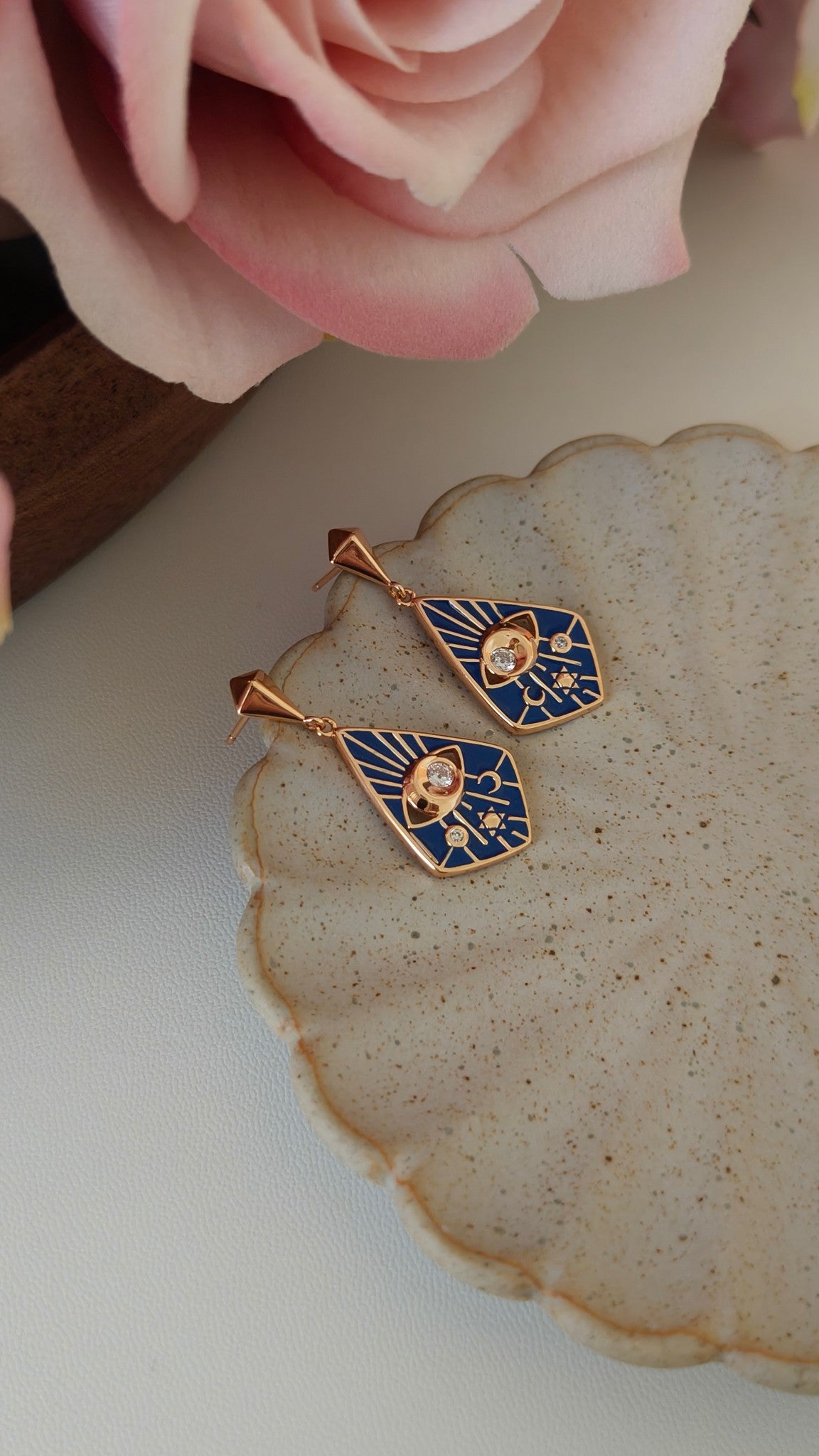 Mystical Eye Enamel Earrings - S925 Sterling Silver