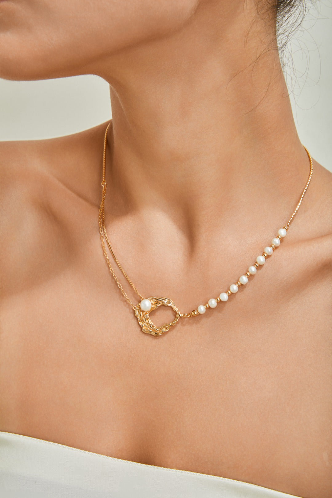 Molten Flow Pearl Necklace - S925 Sterling Silver