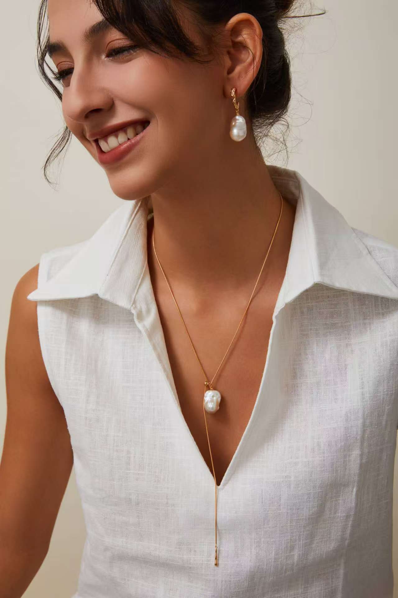 Molten Flow Pearl Necklace - S925 Sterling Silver